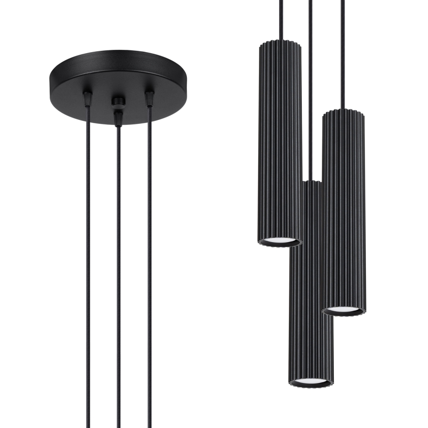 Chandelier on a string KARBON 3xGU10/10W/230V black