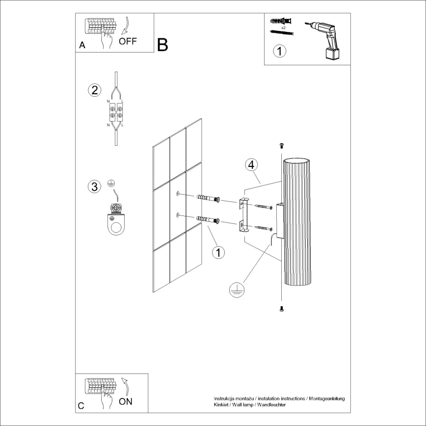 Wall light KARBON 2xGU10/10W/230V black