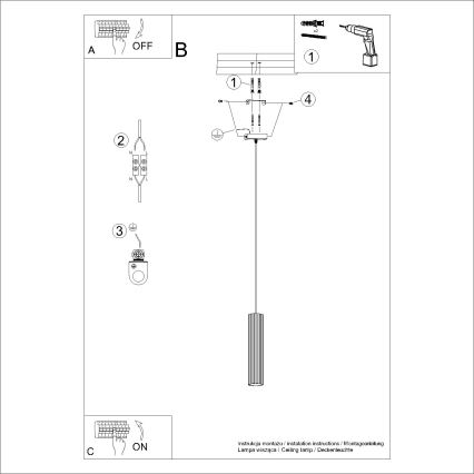 Chandelier on a string KARBON 1xGU10/10W/230V green
