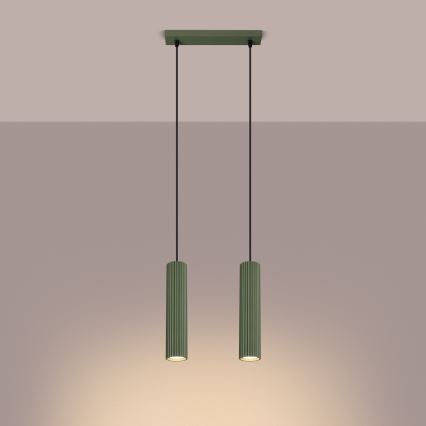 Chandelier on a string KARBON 2xGU10/10W/230V green
