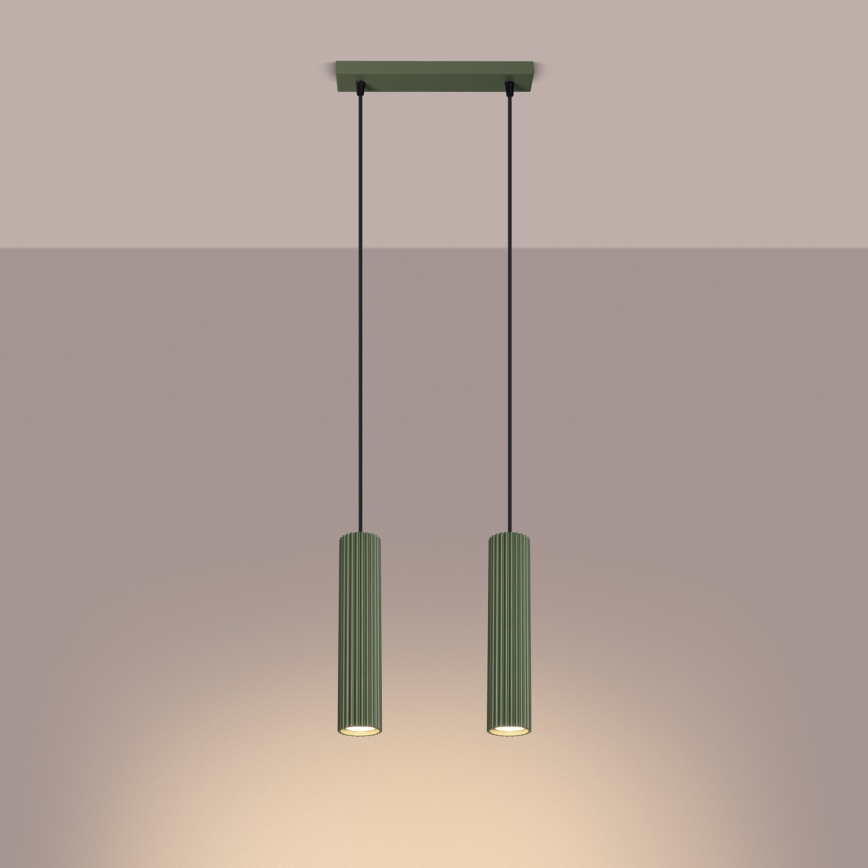 Chandelier on a string KARBON 2xGU10/10W/230V green