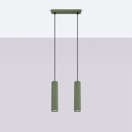 Chandelier on a string KARBON 2xGU10/10W/230V green