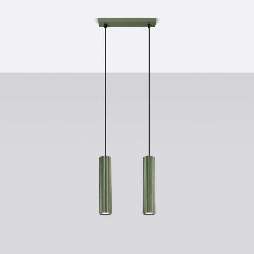 Chandelier on a string KARBON 2xGU10/10W/230V green