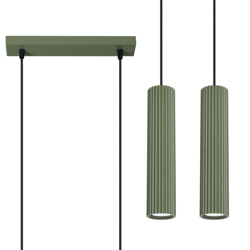 Chandelier on a string KARBON 2xGU10/10W/230V green