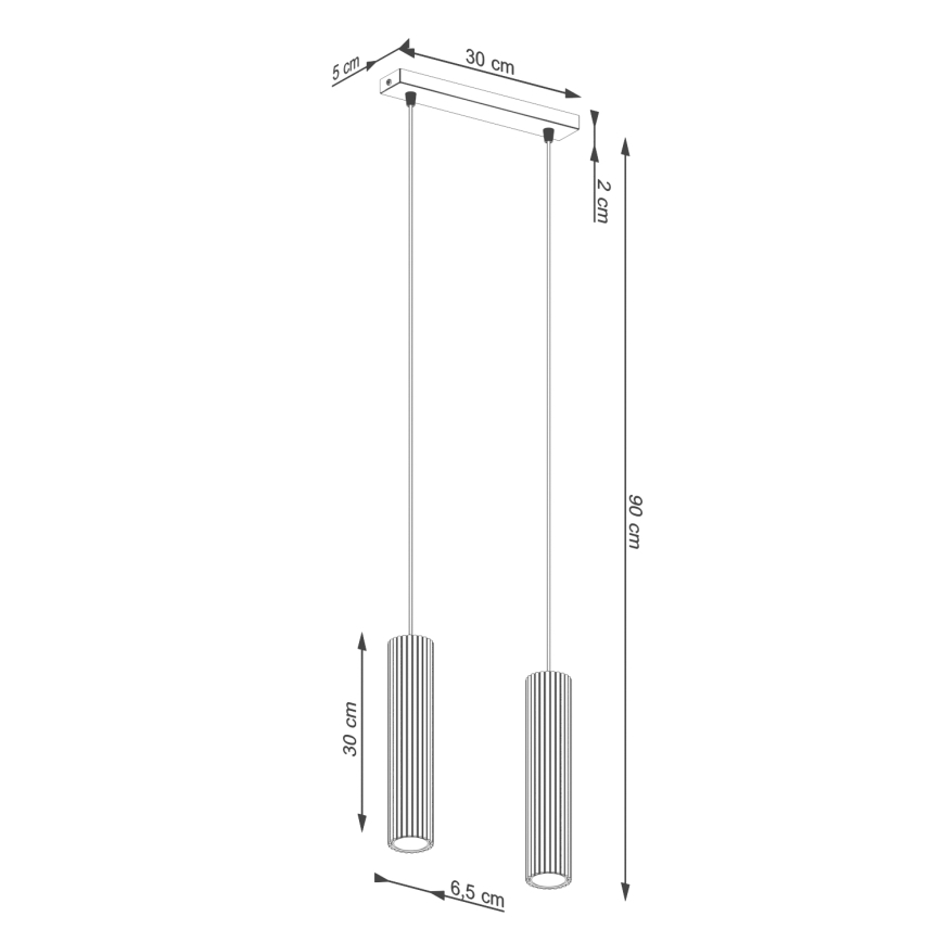 Chandelier on a string KARBON 2xGU10/10W/230V green