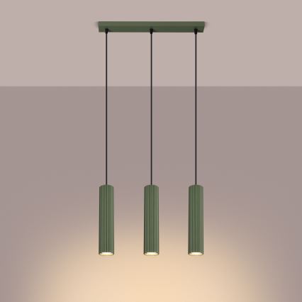 Chandelier on a string KARBON 3xGU10/10W/230V green