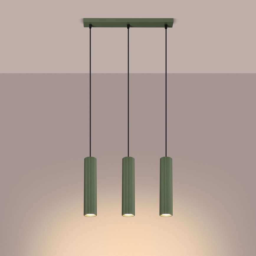 Chandelier on a string KARBON 3xGU10/10W/230V green
