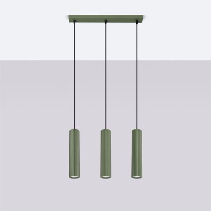 Chandelier on a string KARBON 3xGU10/10W/230V green