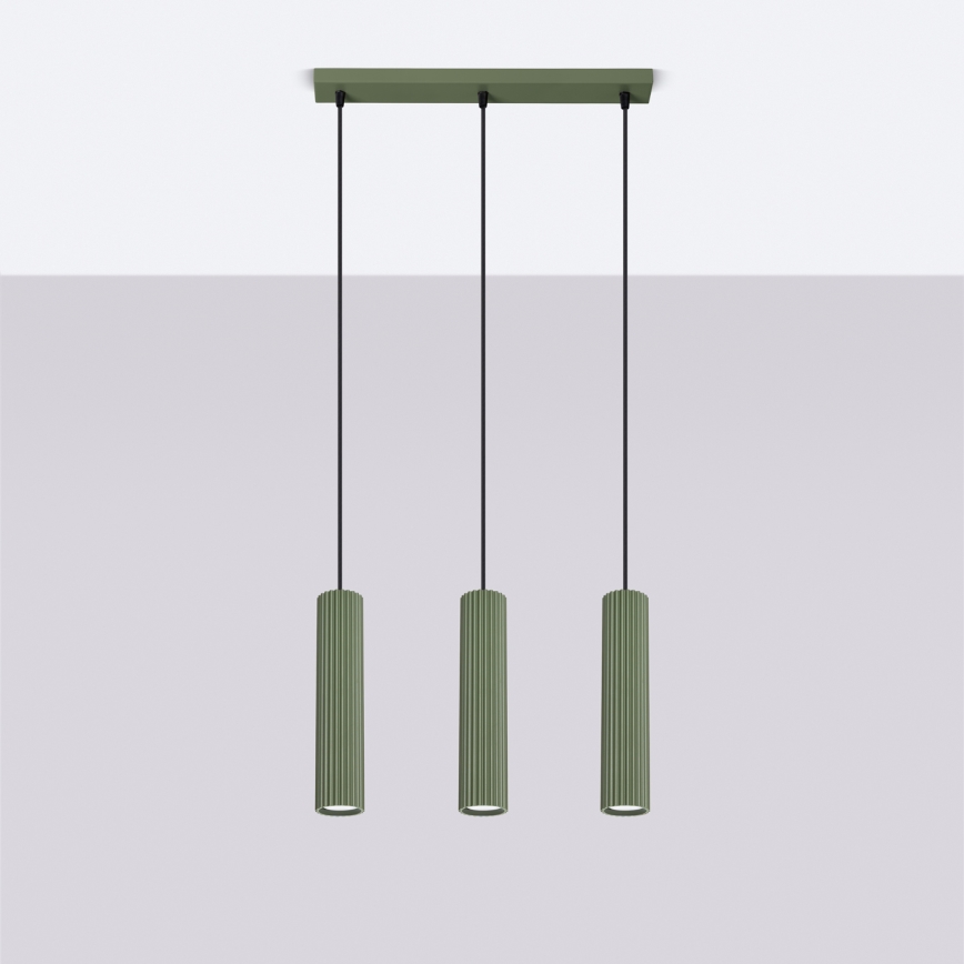 Chandelier on a string KARBON 3xGU10/10W/230V green