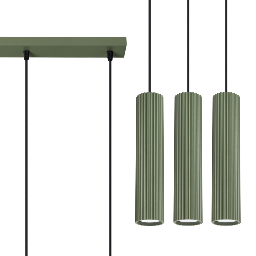 Chandelier on a string KARBON 3xGU10/10W/230V green