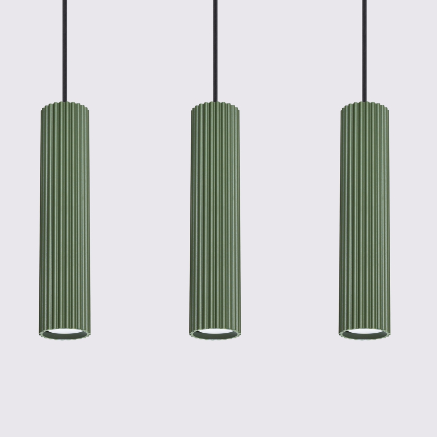 Chandelier on a string KARBON 3xGU10/10W/230V green