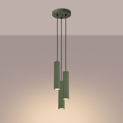 Chandelier on a string KARBON 3xGU10/10W/230V green