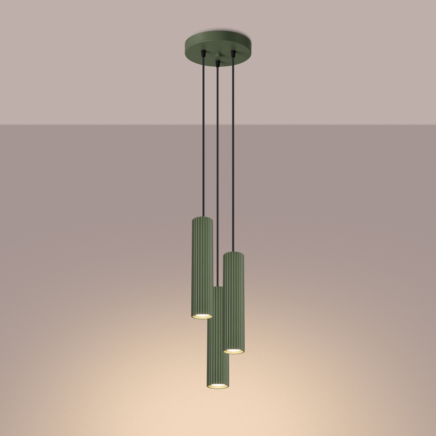 Chandelier on a string KARBON 3xGU10/10W/230V green