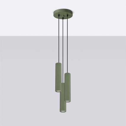 Chandelier on a string KARBON 3xGU10/10W/230V green