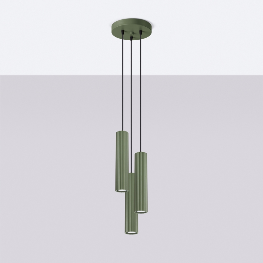 Chandelier on a string KARBON 3xGU10/10W/230V green