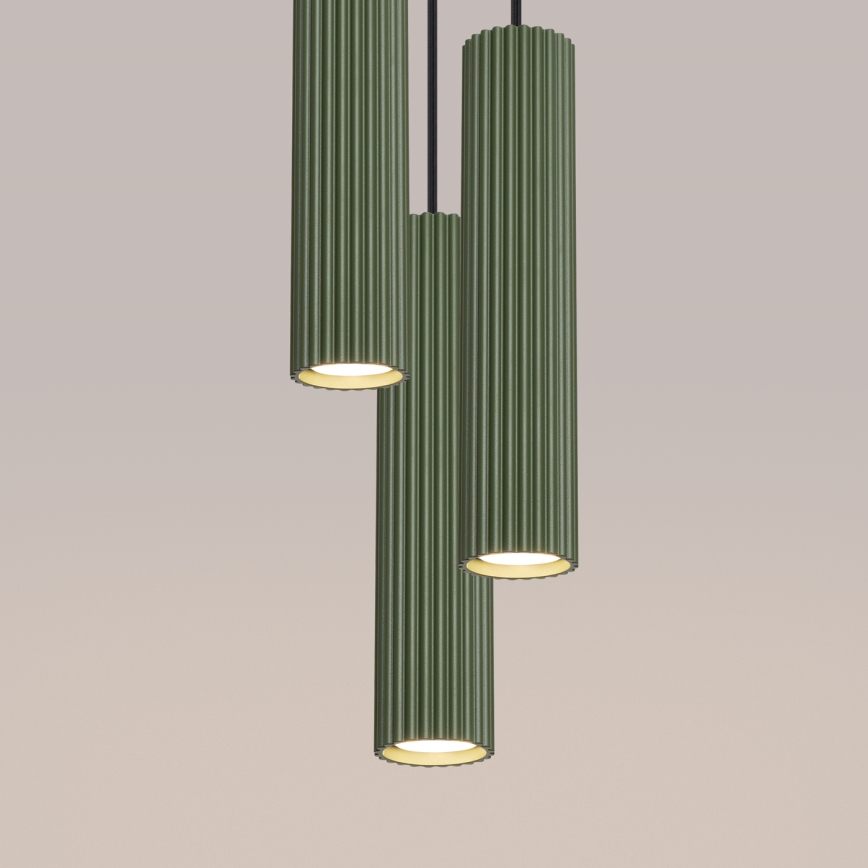 Chandelier on a string KARBON 3xGU10/10W/230V green