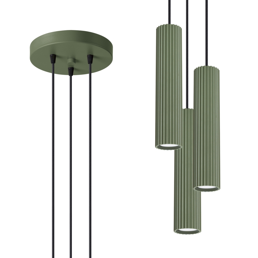 Chandelier on a string KARBON 3xGU10/10W/230V green
