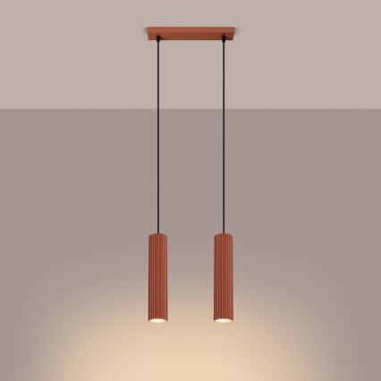 Chandelier on a string KARBON 2xGU10/10W/230V red