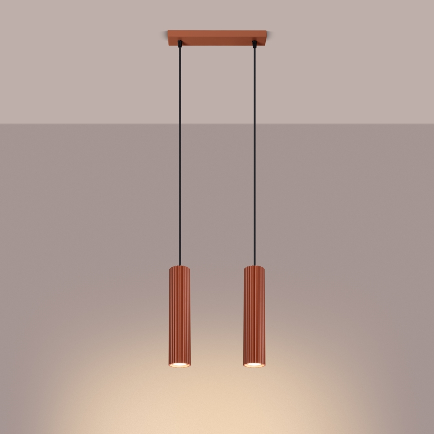 Chandelier on a string KARBON 2xGU10/10W/230V red