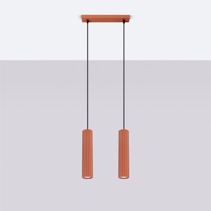 Chandelier on a string KARBON 2xGU10/10W/230V red