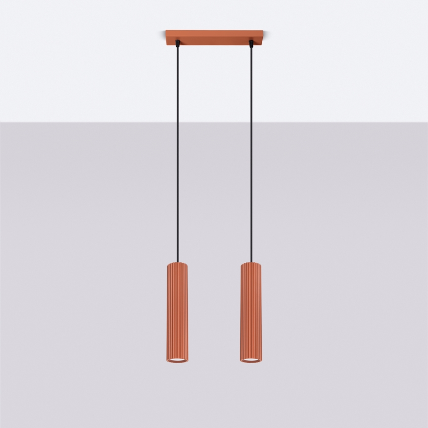 Chandelier on a string KARBON 2xGU10/10W/230V red