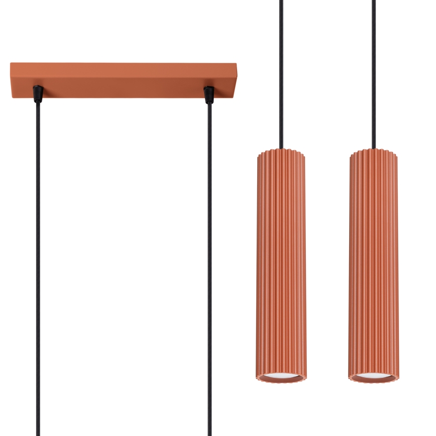 Chandelier on a string KARBON 2xGU10/10W/230V red