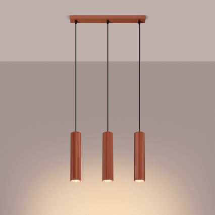 Chandelier on a string KARBON 3xGU10/10W/230V red