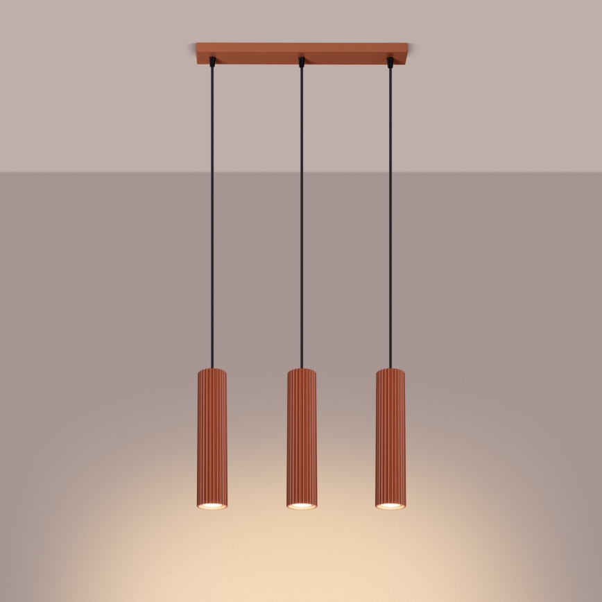 Chandelier on a string KARBON 3xGU10/10W/230V red