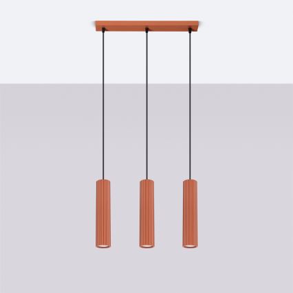 Chandelier on a string KARBON 3xGU10/10W/230V red