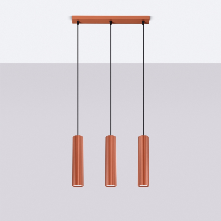 Chandelier on a string KARBON 3xGU10/10W/230V red
