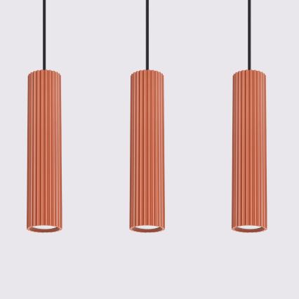 Chandelier on a string KARBON 3xGU10/10W/230V red