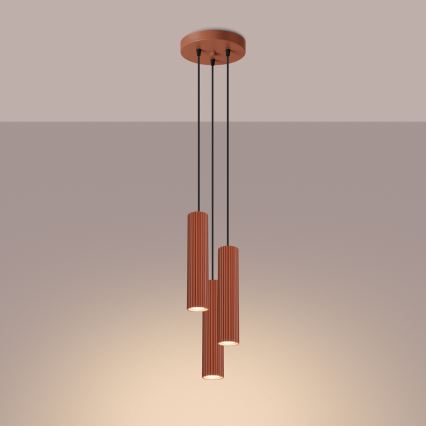Chandelier on a string KARBON 3xGU10/10W/230V red