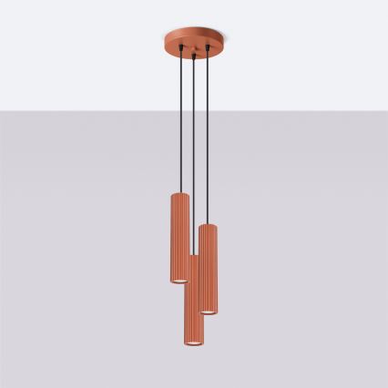 Chandelier on a string KARBON 3xGU10/10W/230V red