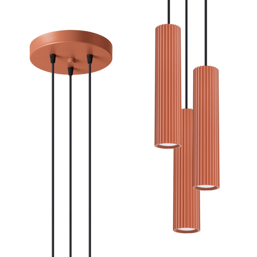Chandelier on a string KARBON 3xGU10/10W/230V red