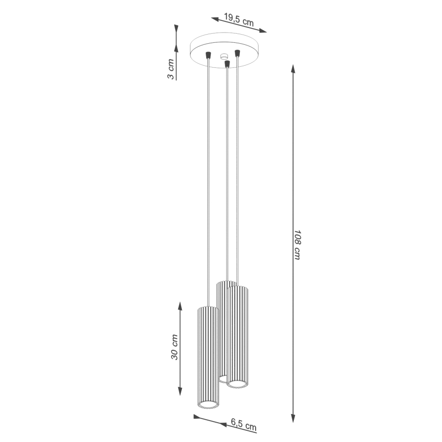 Chandelier on a string KARBON 3xGU10/10W/230V red