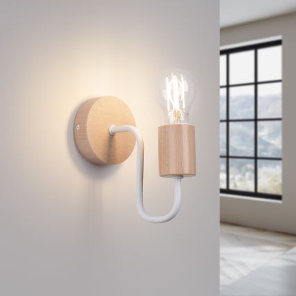 Wall lamp TIMBO 1xE27/15W/230V white/beige/beech