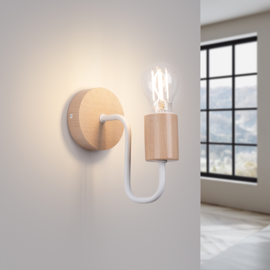 Wall lamp TIMBO 1xE27/15W/230V white/beige/beech