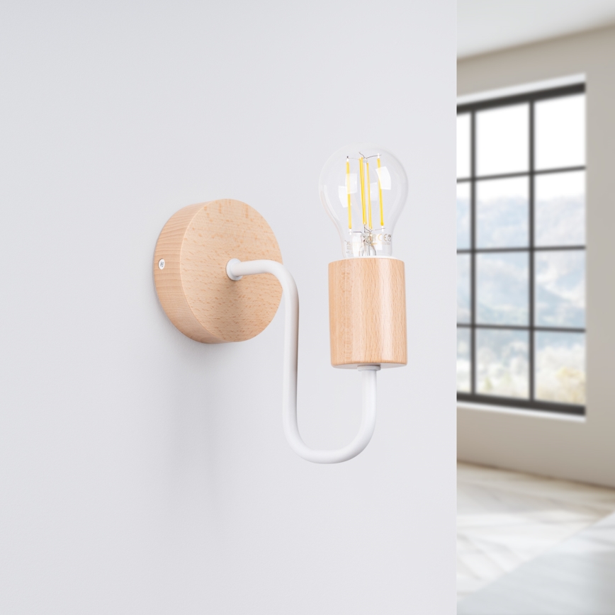 Wall lamp TIMBO 1xE27/15W/230V white/beige/beech