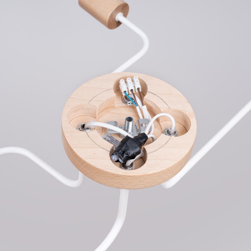 Surface-mounted chandelier TIMBO 4xE27/15W/230V white/beige/beech