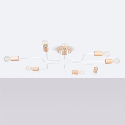 Surface-mounted chandelier TIMBO 8xE27/15W/230V white/beige/beech