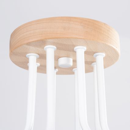 Surface-mounted chandelier TIMBO 8xE27/15W/230V white/beige/beech