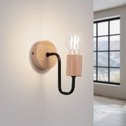 Wall lamp TIMBO 1xE27/15W/230V black/beige/beech