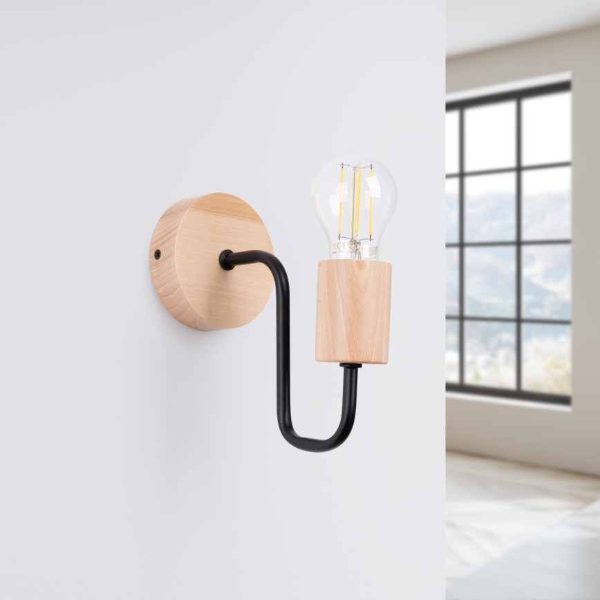 Wall lamp TIMBO 1xE27/15W/230V black/beige/beech
