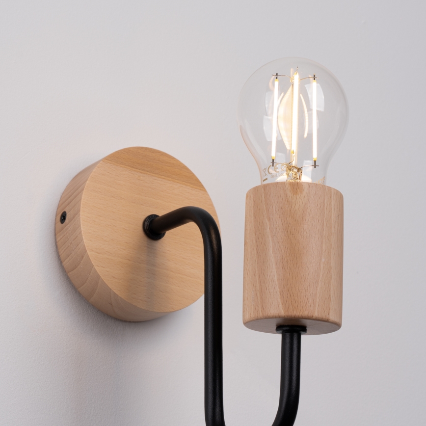 Wall lamp TIMBO 1xE27/15W/230V black/beige/beech