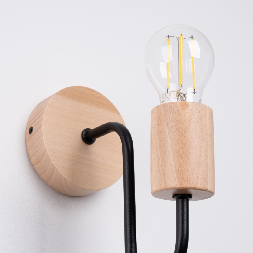Wall lamp TIMBO 1xE27/15W/230V black/beige/beech