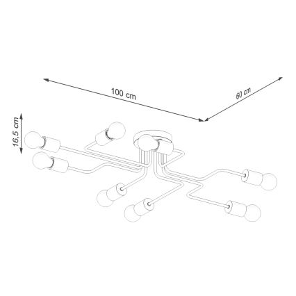 Surface-mounted chandelier TIMBO 8xE27/15W/230V black/beige/beech