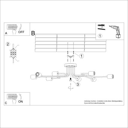 Surface-mounted chandelier TIMBO 8xE27/15W/230V black/beige/beech