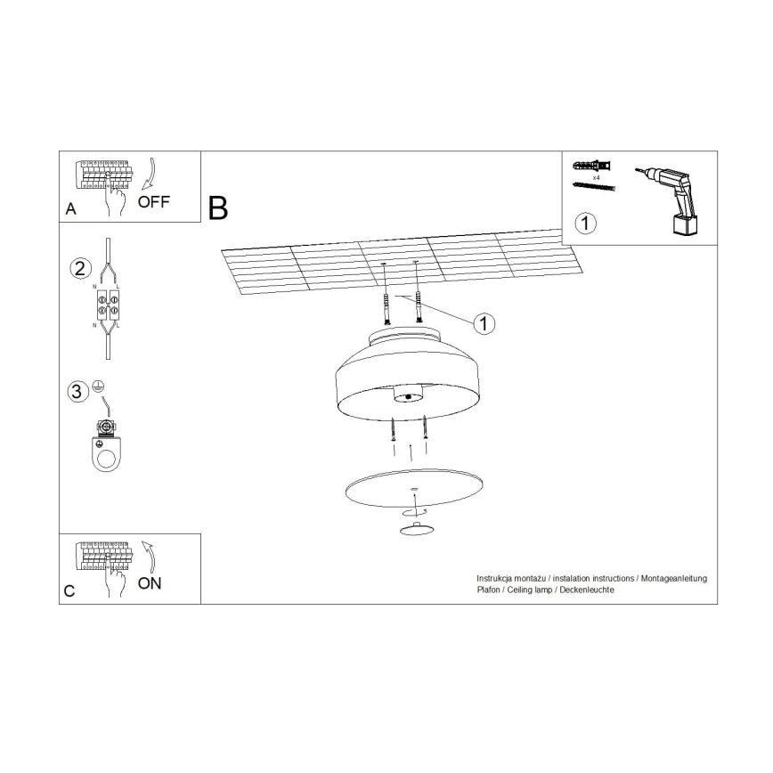 OMIQ Ceiling Light 4xE27/15W/230V, Ø 30 cm, White
