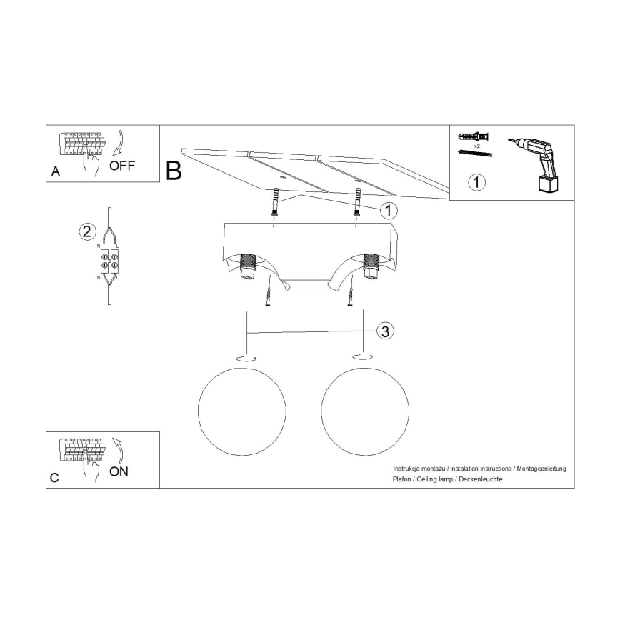 Ceiling light BULBO 2xG9/8W/230V beech/white
