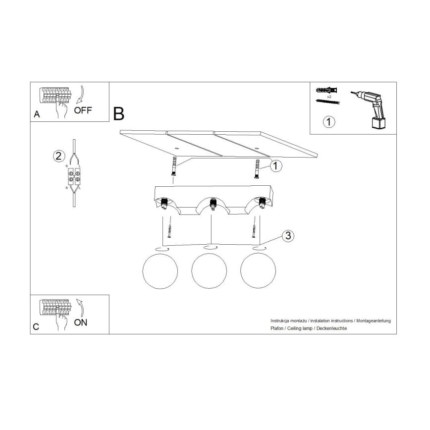 Ceiling light BULBO 3xG9/8W/230V beech/white